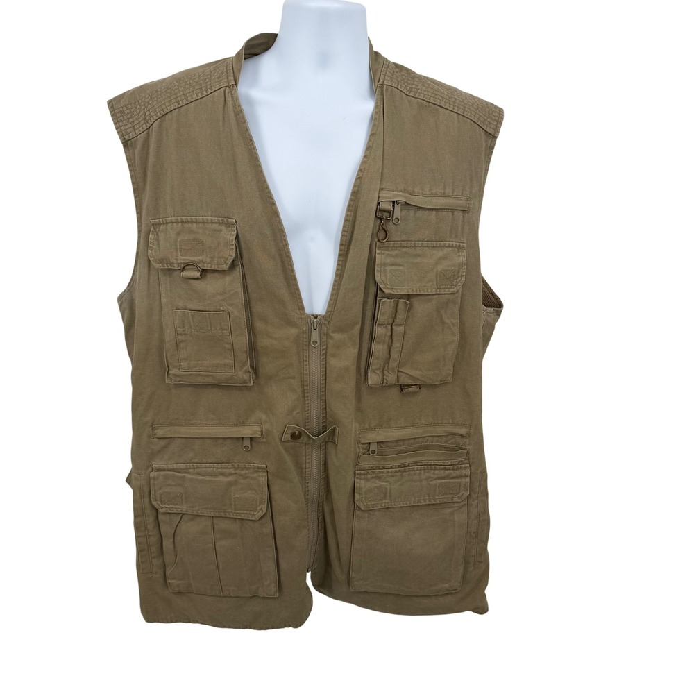Orvis Mens XXL Fishing Vest Khaki Cotton Mesh Utility Hunting Multi-Pocket Tan